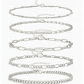 Silver Chain Link Bracelet Set Six Piece – jewelry (view 1)