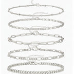 Silver Chain Link Bracelet Set Six Piece – jewelry (view 1)