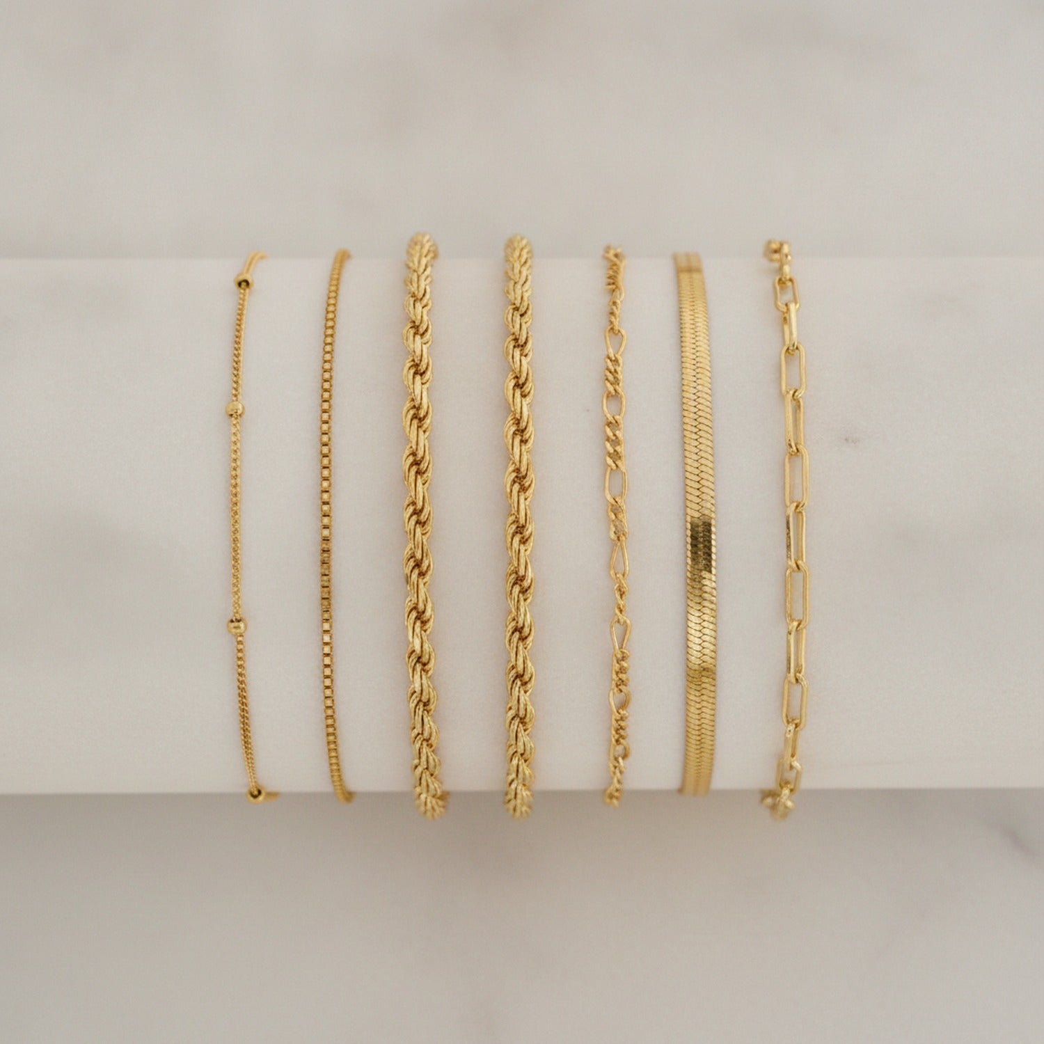 Chain Link Bangle Bracelet Set - S103 Gold