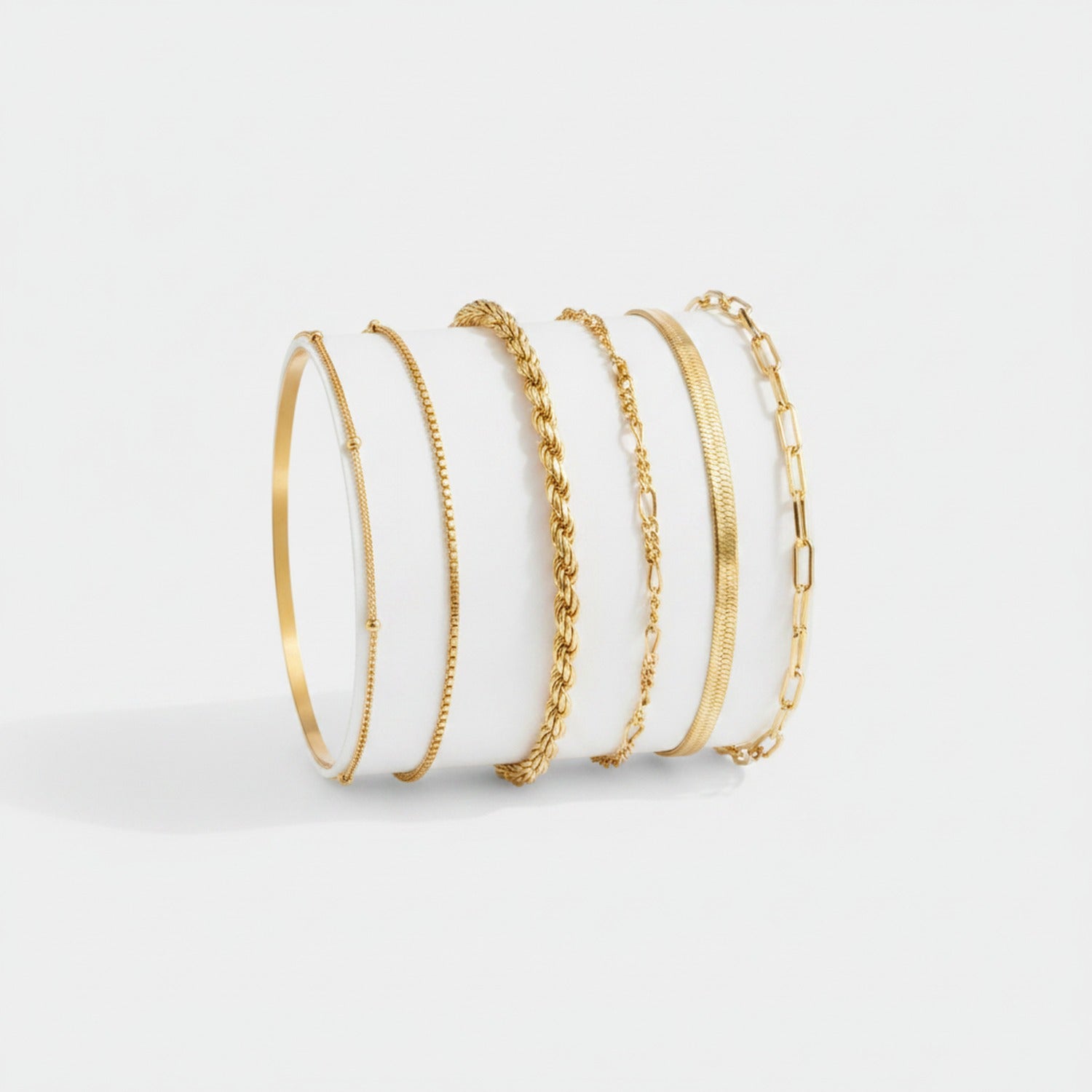 Chain Link Bangle Bracelet Set - S103 Gold