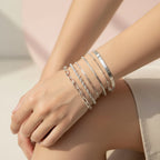Chain Link Bangle Bracelet Set - S103 Silver – jewelry (view 3)