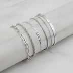 Chain Link Bangle Bracelet Set - S103 Silver