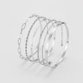 Chain Link Bangle Bracelet Set - S103 Silver