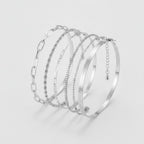 Chain Link Bangle Bracelet Set - S103 Silver