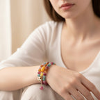 Colorful Beaded Bracelet With Cat Charm