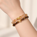 Beaded Bracelet Set Tiger Eye Stone Gold Accents
