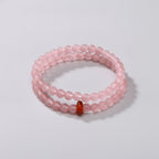 Rose Quartz Beaded Bracelet With Red Agate Accent – jewelry (view 1)