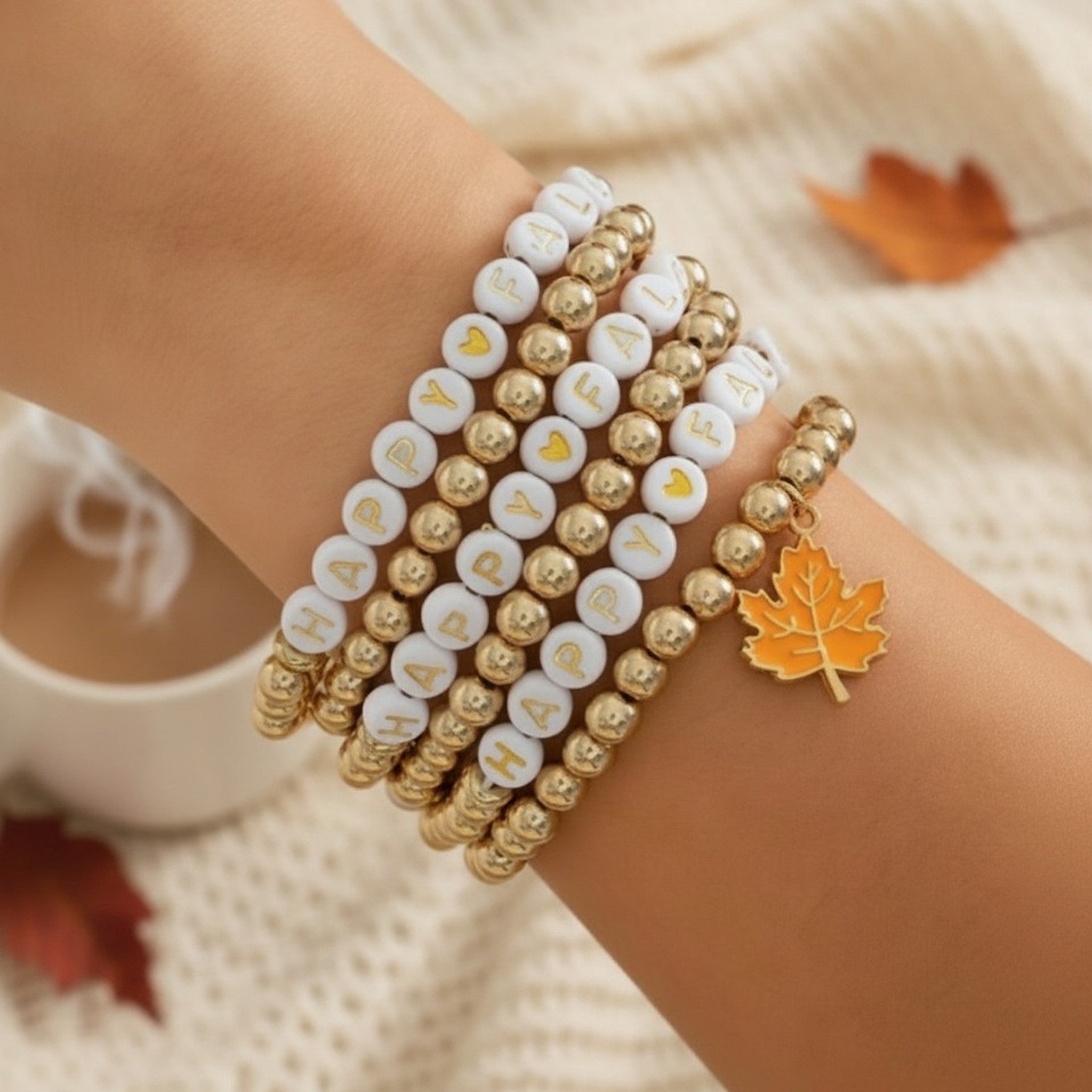 Happy Fall Beaded Charm Bracelet Set – jewelry (view 3)