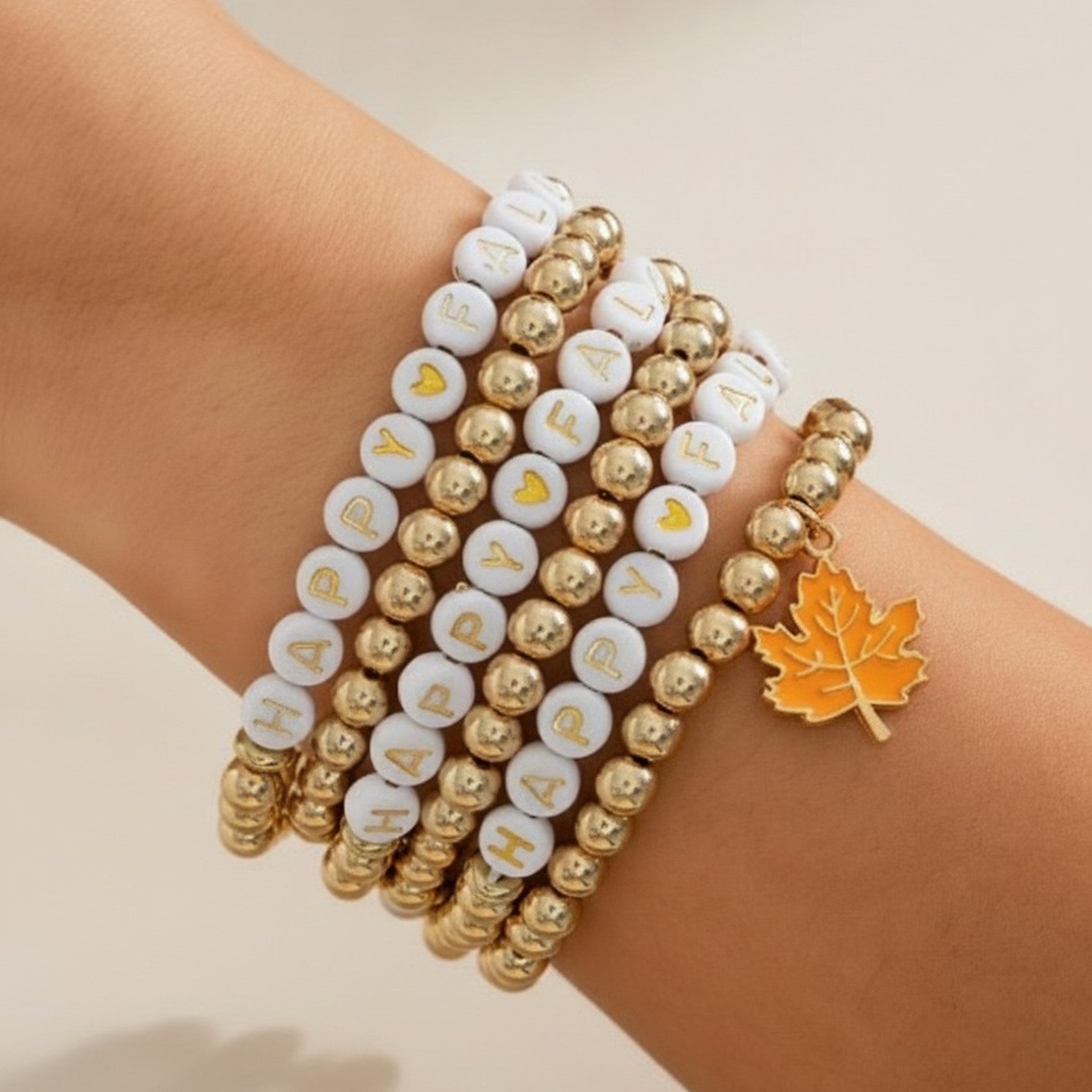 Happy Fall Beaded Charm Bracelet Set – jewelry (view 1)