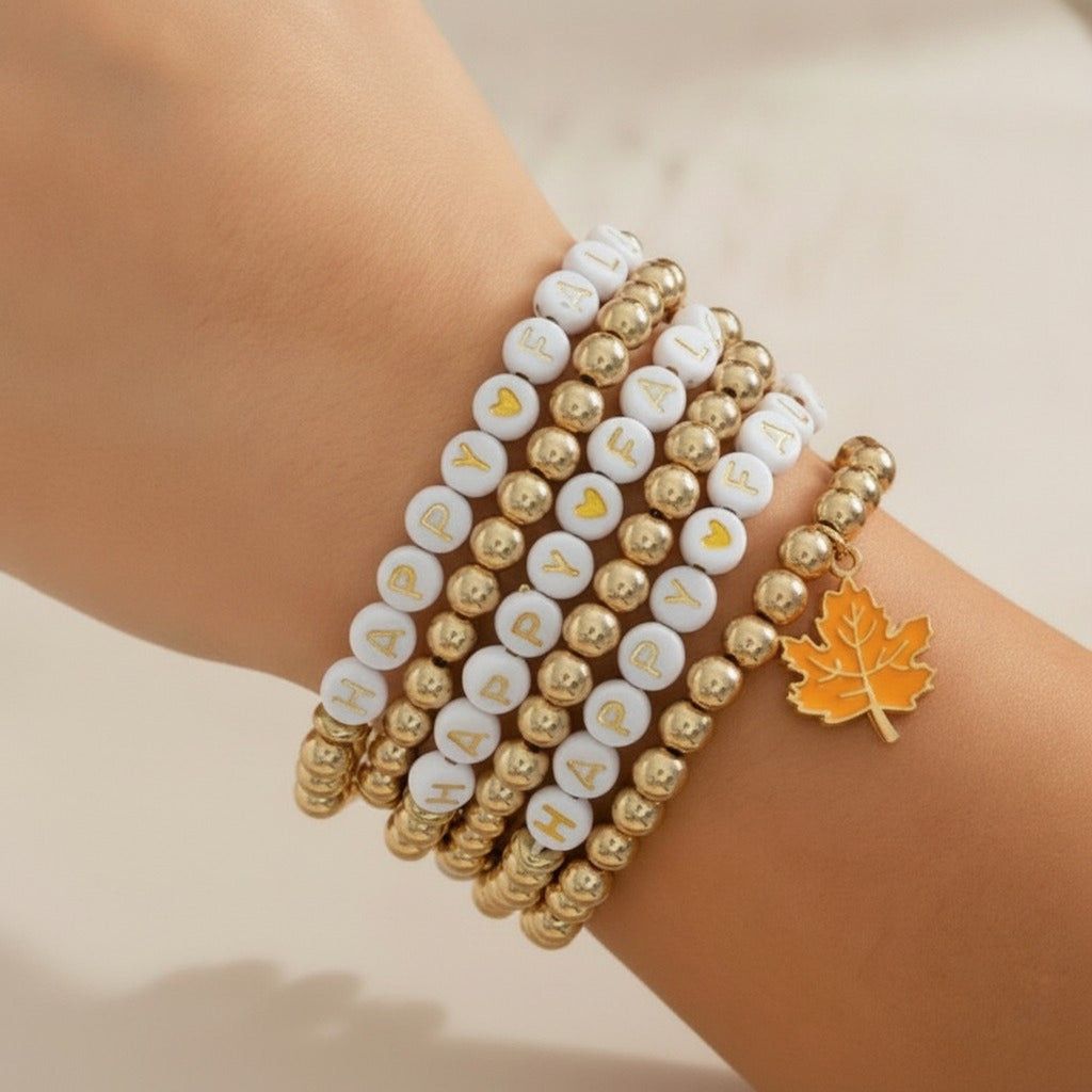 Happy Fall Beaded Charm Bracelet Set – jewelry (view 4)