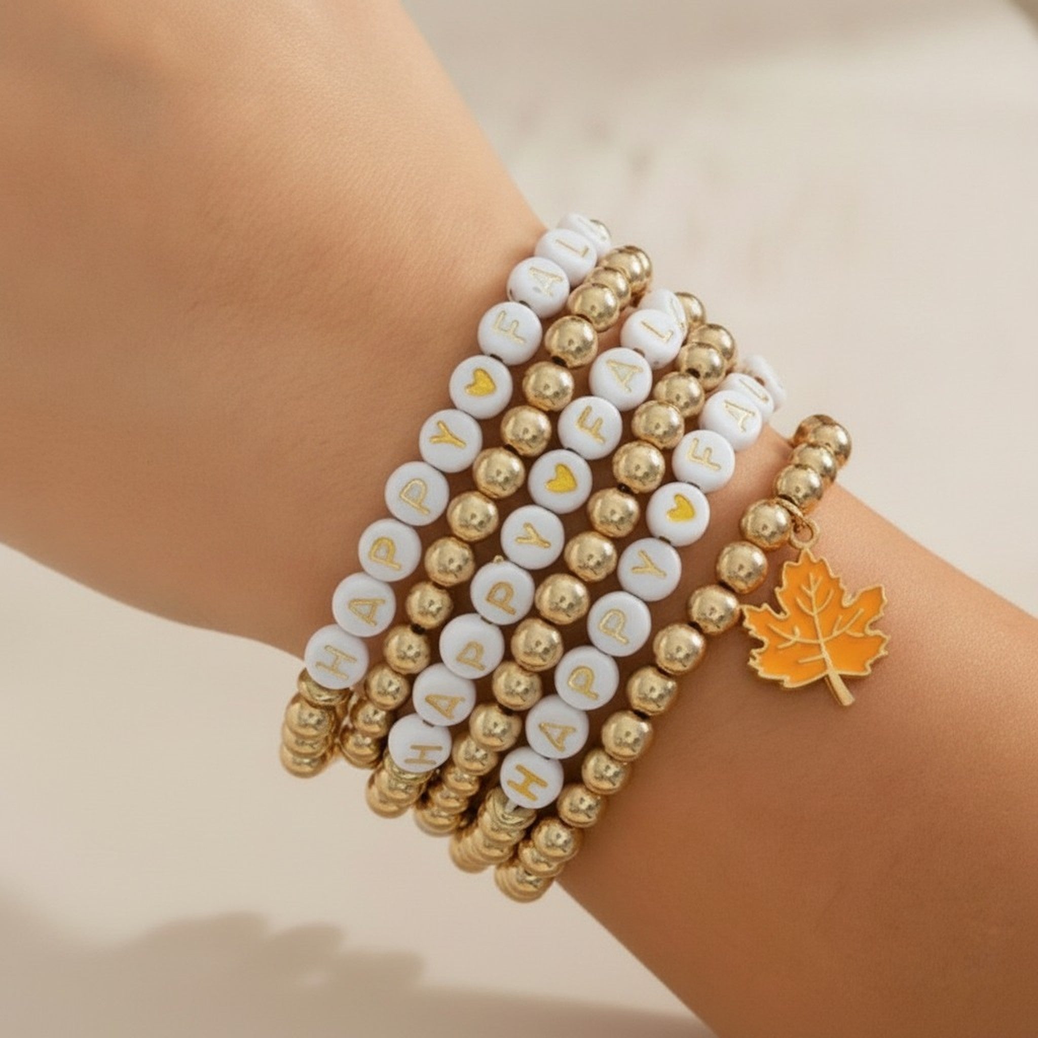 Happy Fall Beaded Charm Bracelet Set – jewelry (view 4)