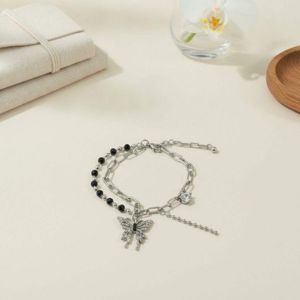 Chic Layered Butterfly Charm Necklace – jewelry (view 2)