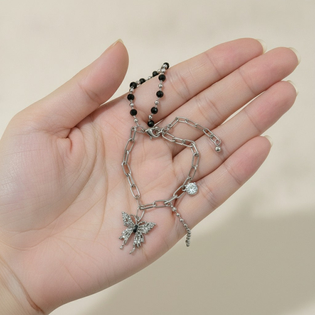 Chic Layered Butterfly Charm Necklace – jewelry (view 3)