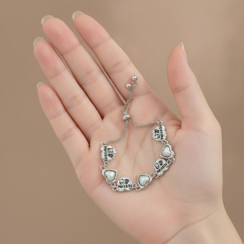 Forever Heart Pearl Charm Bracelet – jewelry (view 3)