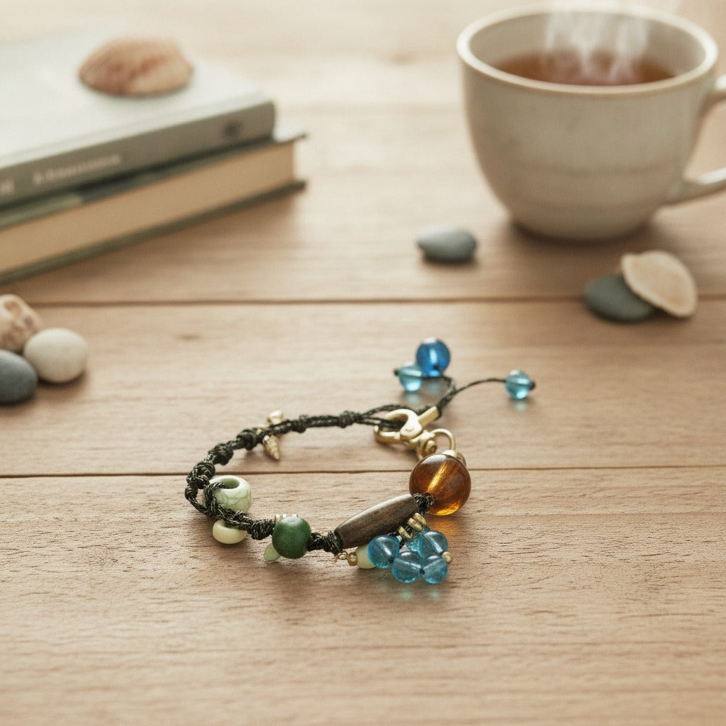 Multi-Color Beaded Charm Bracelet – jewelry (view 2)