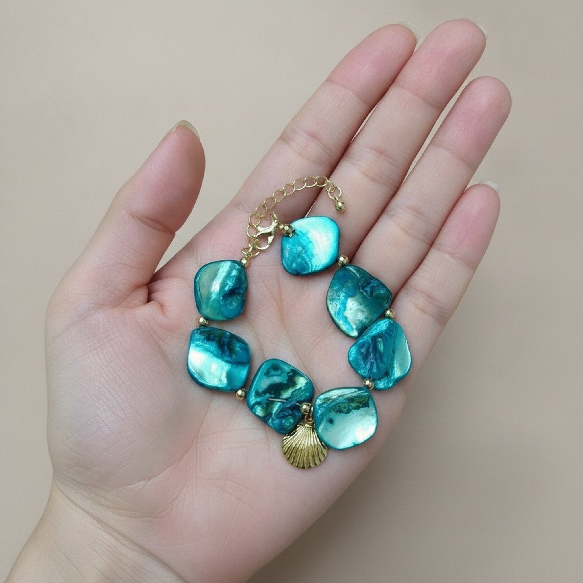 Iridescent Shell Charm Bracelet – jewelry (view 3)