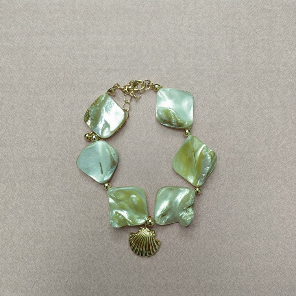 Iridescent Square Shell Charm Bracelet – jewelry (view 1)
