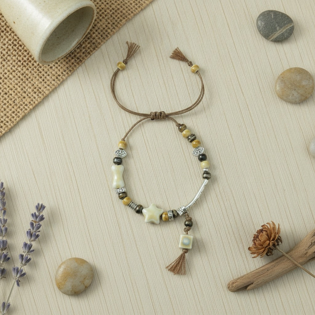Adjustable Ceramic Beaded Charm Bracelet – jewelry (view 2)