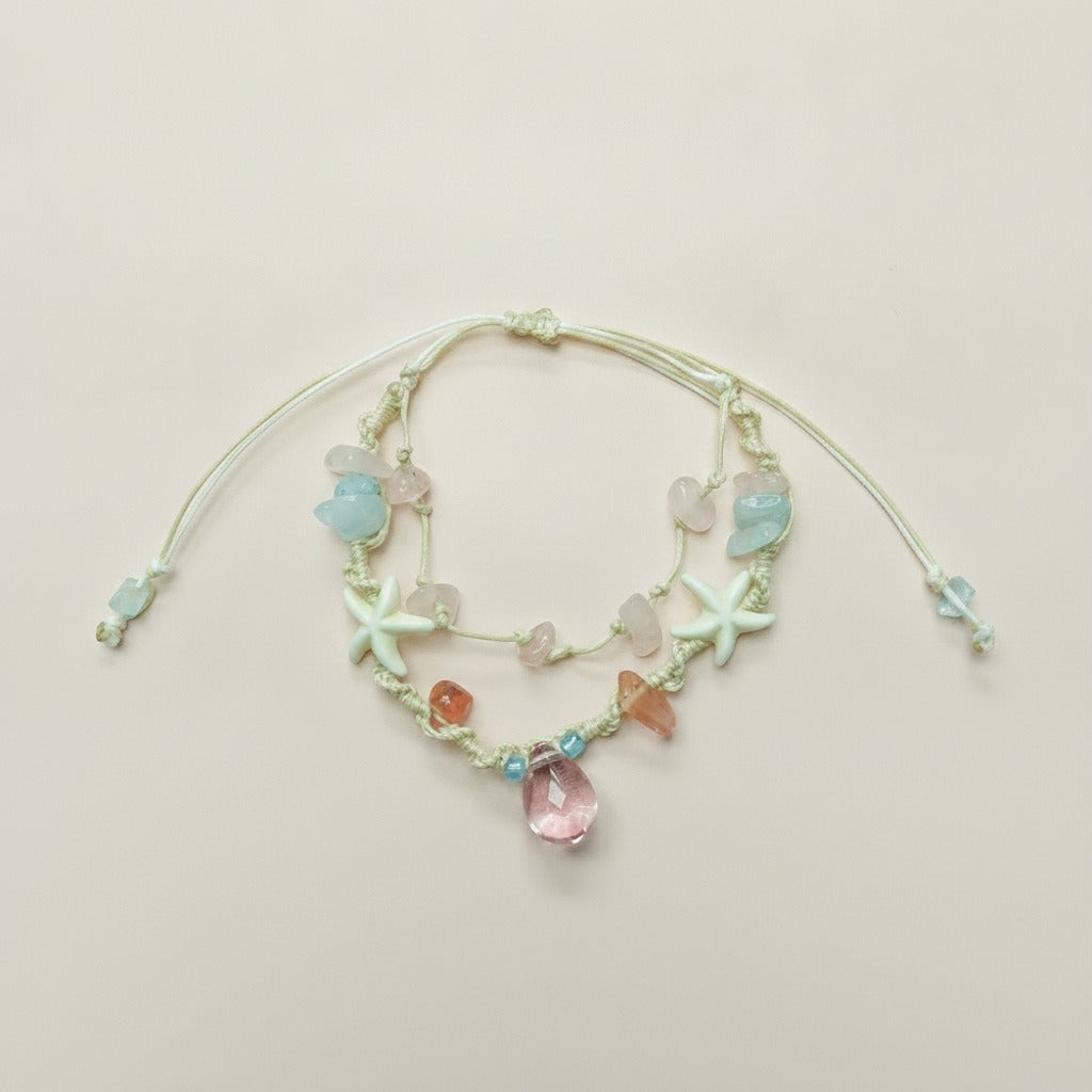 Pastel Starfish Stone Macrame Bracelet – jewelry (view 1)