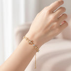 Cross Charm Bracelet With Rhinestones - Bracelet - Gold – jewelry (view 3)