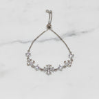 Cross Charm Bracelet With Rhinestones - Silver Bracelet