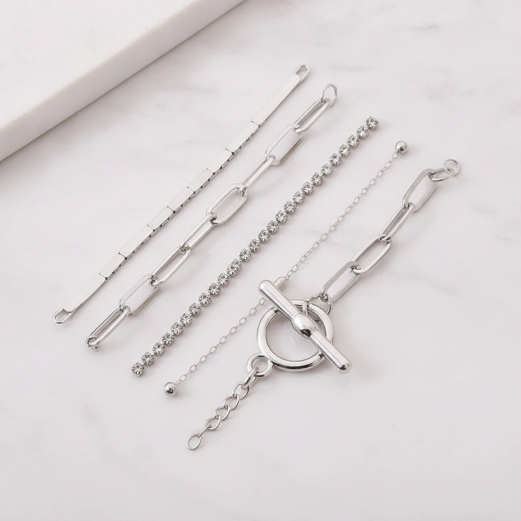 Chain Link Bracelet Set With Toggle Clasp - Style One