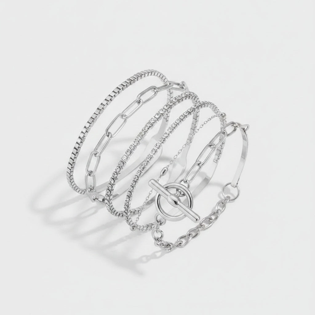 Chain Link Bracelet Set With Toggle Clasp - Style One