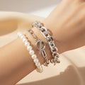 Pearl & Chain Link Bracelet - Silver