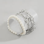 Pearl & Chain Link Bracelet - Silver – jewelry (view 1)
