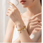 Gold Four-Leaf Clover Charm Chain Bracelet