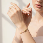 Gold Crystal Star & Flower Chain Bracelet