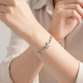 Crystal Star & Flower Chain Bracelet - White Diamond Butterfly Bracelet Silver E2948