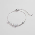 Crystal Star & Flower Chain Bracelet - White Diamond Butterfly Bracelet Silver E2948 – jewelry (view 1)