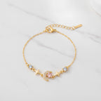 Moon Star Charm Bracelet With Rhinestones - Pink Diamond Star Moon Bracelet Gold #E2951