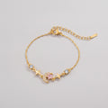 Moon Star Charm Bracelet With Rhinestones - Pink Diamond Star Moon Bracelet Gold #E2951