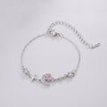 Moon Star Charm Bracelet With Rhinestones - Pink Diamond Star Moon Bracelet Silver E2952 – jewelry (view 1)