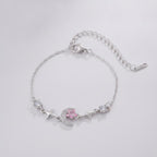 Moon Star Charm Bracelet With Rhinestones - Pink Diamond Star Moon Bracelet Silver E2952 – jewelry (view 1)