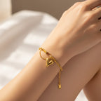 Gold Chain Bracelet With Heart Charm