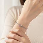 Silver Pink Heart Charm Bracelet With Bow