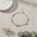 Silver Pink Heart Charm Bracelet With Bow – jewelry (view 2)