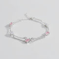 Silver Pink Heart Charm Bracelet With Bow – jewelry (view 1)