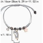Beaded Cat Charm Bracelet with Flower - Lazy Cat Grey – jewelry (view 1)