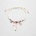 Beaded Cat Charm Bracelet with Flower - Lazy Cat Pink