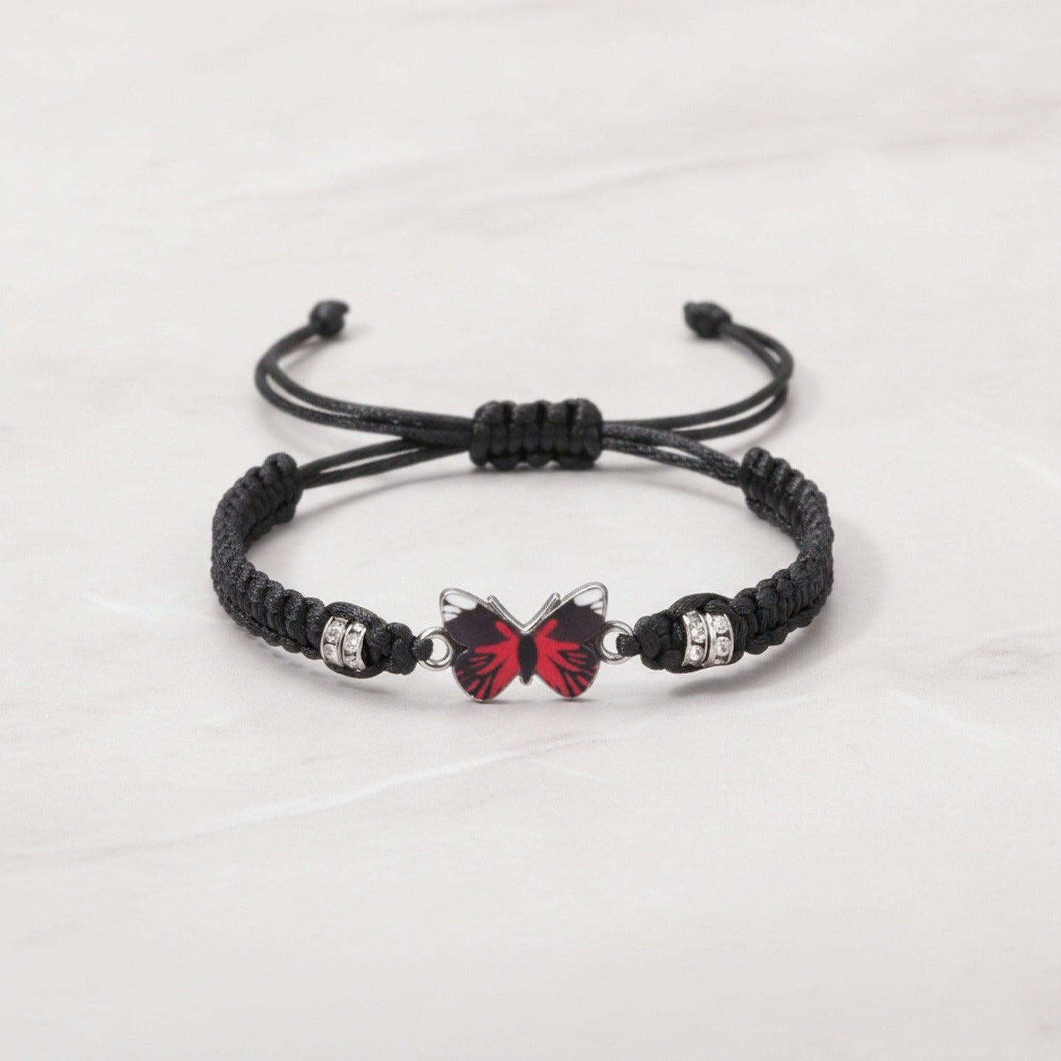 Butterfly Charm Braided Friendship Bracelet - Red Butterfly