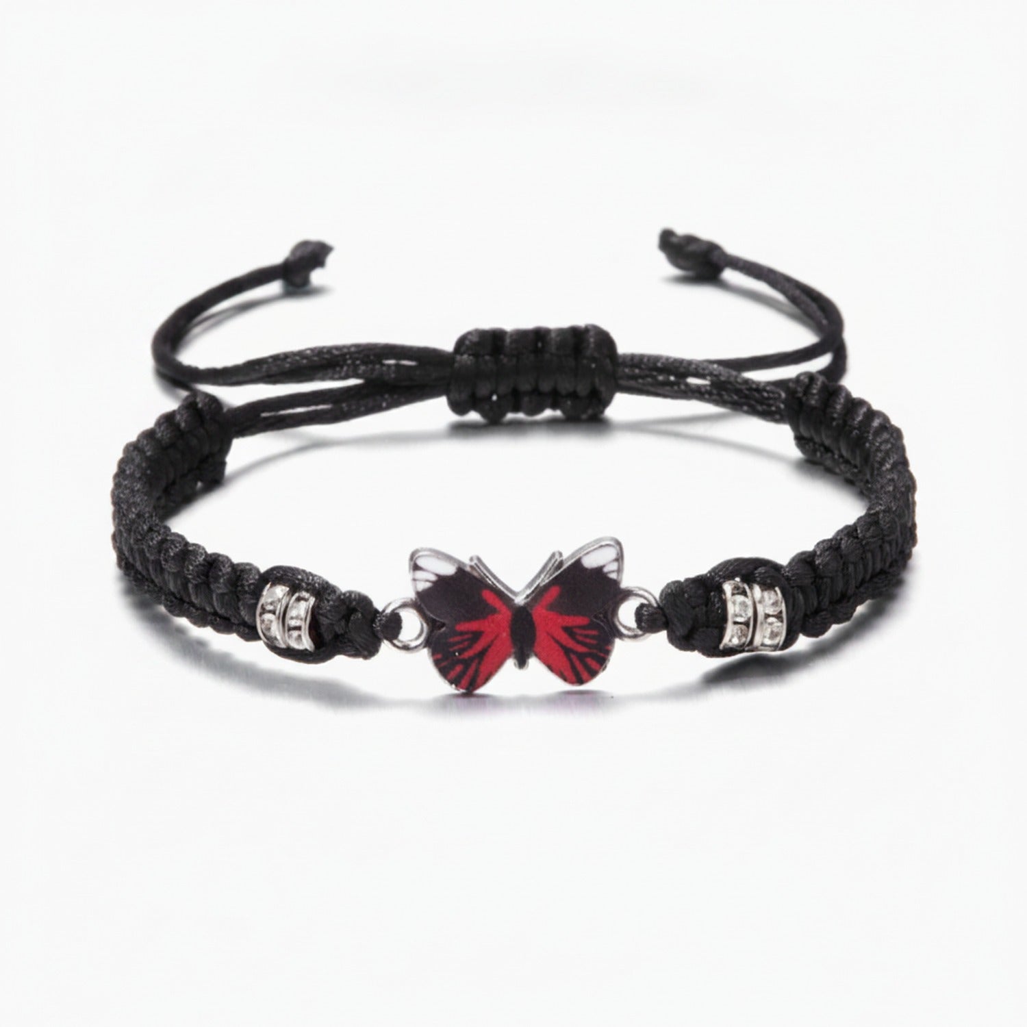 Butterfly Charm Braided Friendship Bracelet - Red Butterfly