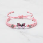 Butterfly Charm Braided Friendship Bracelet - Pink