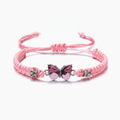 Butterfly Charm Braided Friendship Bracelet - Pink