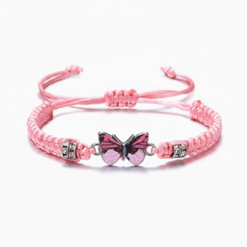Butterfly Charm Braided Friendship Bracelet - Pink – jewelry (view 1)