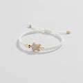 White Macramé Turtle Charm Rhinestone Bracelet – jewelry (view 1)
