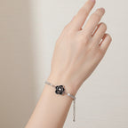 Black Rose Pearl Beaded Chain Bracelet